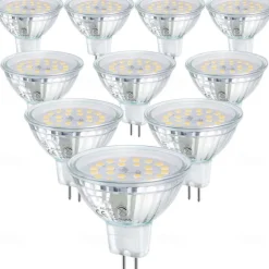 MR16 LED Bulbs GU5.3 Bi-Pin LED Bulbs Base Clear Glass Cover 12V 50W Halogen Equivalent Non-Dimmable 120 Degree Beam Angle 500LM for Landscape Spotlight Track Lights 10 Pcs