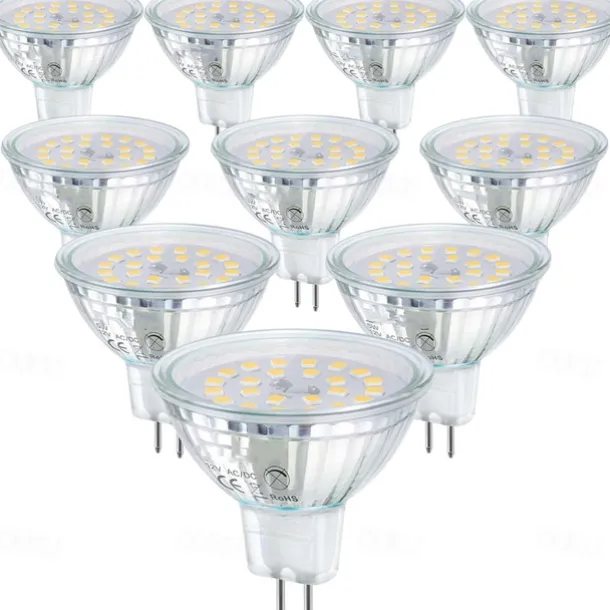 MR16 LED Bulbs GU5.3 Bi-Pin LED Bulbs Base Clear Glass Cover 12V 50W Halogen Equivalent Non-Dimmable 120 Degree Beam Angle 500LM for Landscape Spotlight Track Lights 10 Pcs