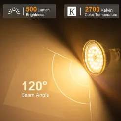 MR16 LED Bulbs GU5.3 Bi-Pin LED Bulbs Base Clear Glass Cover 12V 50W Halogen Equivalent Non-Dimmable 120 Degree Beam Angle 500LM for Landscape Spotlight Track Lights 10 Pcs