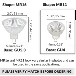 MR11 20W 12V Light Bulbs GU4 Bi Pin Base Spotlight Bulb Dimmable Warm White MR11 Bulbs for Landscape Track Lights Fiber Optics Desk Lamps 10pcs