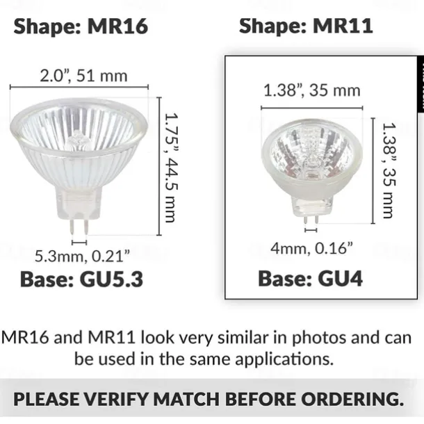 MR11 20W 12V Light Bulbs GU4 Bi Pin Base Spotlight Bulb Dimmable Warm White MR11 Bulbs for Landscape Track Lights Fiber Optics Desk Lamps 10pcs