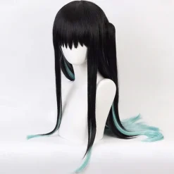 Muichiro Tokito Wig Demon Slayer Kimetsu no Yaiba Muichiro Tokito Cosplay Wig with Clip Ponytail Wig Cap Cosplay Party Wigs Halloween Wigs