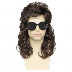 Mullet Wig for Men 80s Wig Curly Wig for Men Women Carnival Costume Fashion Wig Fancy Party Accessories Wig