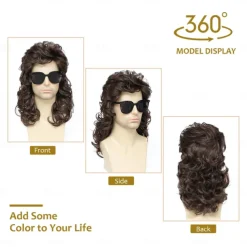 Mullet Wig for Men 80s Wig Curly Wig for Men Women Carnival Costume Fashion Wig Fancy Party Accessories Wig