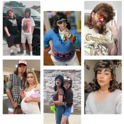 Mullet Wig for Men 80s Wig Curly Wig for Men Women Carnival Costume Fashion Wig Fancy Party Accessories Wig
