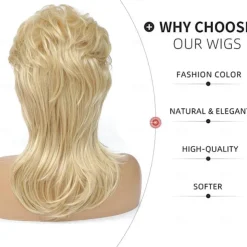 Mullet Wigs for Women Curly Soft Heat Resistant Shoulder Length Hair 80s Rocker Cosplay Halloween Wigs