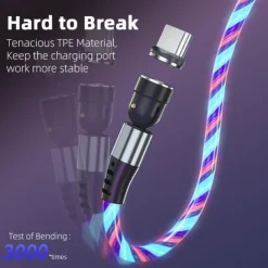 Multi Charging Cable 3.3ft 6.6ft USB A to Lightning / micro / USB C 3 A Fast Charging 3 in 1 Magnetic 540 Rotation For Samsung iPhone Phone Accessory