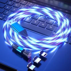 Multi Charging Cable 3.3ft 6.6ft USB A to Lightning / micro / USB C 3 A Fast Charging 3 in 1 Magnetic 540 Rotation For Samsung iPhone Phone Accessory