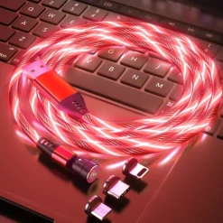 Multi Charging Cable 3.3ft 6.6ft USB A to Lightning / micro / USB C 3 A Fast Charging 3 in 1 Magnetic 540 Rotation For Samsung iPhone Phone Accessory