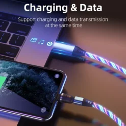 Multi Charging Cable 3.3ft 6.6ft USB A to Lightning / micro / USB C 3 A Fast Charging 3 in 1 Magnetic 540 Rotation For Samsung iPhone Phone Accessory