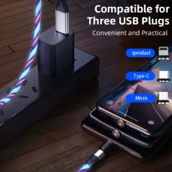 Multi Charging Cable 3.3ft 6.6ft USB A to Lightning / micro / USB C 3 A Fast Charging 3 in 1 Magnetic 540 Rotation For Samsung iPhone Phone Accessory