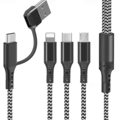 Multi Charging Cable 3.9ft USB A to Type C / Micro / IP 3 A Fast Charging Nylon Braided Durable 3 in 1 For Macbook iPad Samsung Phone Accessory