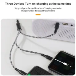 Multi Charging Cable 3.9ft USB A to Type C / Micro / IP 3 A Fast Charging Nylon Braided Durable 3 in 1 For Macbook iPad Samsung Phone Accessory