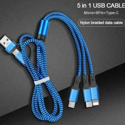 Multi Charging Cable 3.9ft USB A to Type C / Micro / IP 3 A Fast Charging Nylon Braided Durable 3 in 1 For Macbook iPad Samsung Phone Accessory