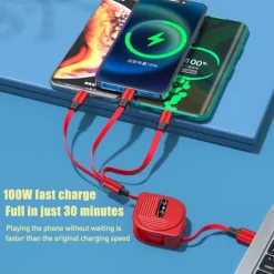 Multi Charging Cable 3.9ft USB A to Lightning / micro / USB C 3 A Fast Charging 3 in 1 Magnetic 540 Rotation For Samsung iPhone Phone Accessory