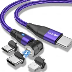 Multi Charging Cable 60W 3.3ft 6.6ft USB C to Lightning / micro / USB C 3 A Fast Charging Nylon Braided Durable Magnetic For Samsung Xiaomi Huawei Phone Accessory