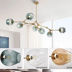 Multi Heads Magic Bean Chandelier Warm White Light Creative Art Modern Living Room Lamp Heteromorphic Nordic Simple Molecular Glass Ball Dining Room AC110V AC220V