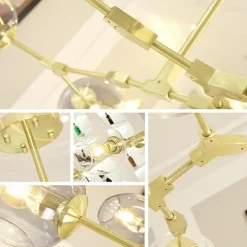 Multi Heads Magic Bean Chandelier Warm White Light Creative Art Modern Living Room Lamp Heteromorphic Nordic Simple Molecular Glass Ball Dining Room AC110V AC220V