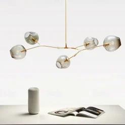 Multi Heads Magic Bean Chandelier Warm White Light Creative Art Modern Living Room Lamp Heteromorphic Nordic Simple Molecular Glass Ball Dining Room AC110V AC220V