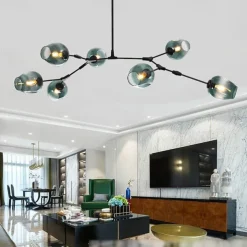 Multi Heads Magic Bean Chandelier Warm White Light Creative Art Modern Living Room Lamp Heteromorphic Nordic Simple Molecular Glass Ball Dining Room AC110V AC220V