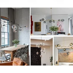 Multi Heads Magic Bean Chandelier Warm White Light Creative Art Modern Living Room Lamp Heteromorphic Nordic Simple Molecular Glass Ball Dining Room AC110V AC220V