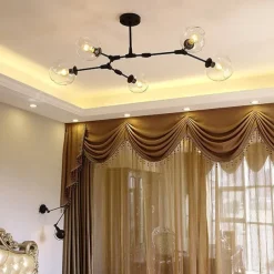 Multi Heads Magic Bean Chandelier Warm White Light Creative Art Modern Living Room Lamp Heteromorphic Nordic Simple Molecular Glass Ball Dining Room AC110V AC220V