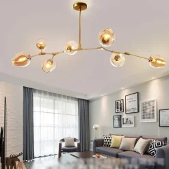 Multi Heads Magic Bean Chandelier Warm White Light Creative Art Modern Living Room Lamp Heteromorphic Nordic Simple Molecular Glass Ball Dining Room AC110V AC220V