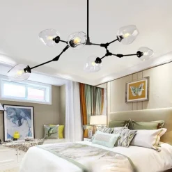 Multi Heads Magic Bean Chandelier Warm White Light Creative Art Modern Living Room Lamp Heteromorphic Nordic Simple Molecular Glass Ball Dining Room AC110V AC220V