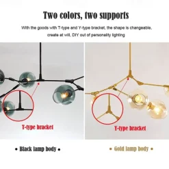 Multi Heads Magic Bean Chandelier Warm White Light Creative Art Modern Living Room Lamp Heteromorphic Nordic Simple Molecular Glass Ball Dining Room AC110V AC220V