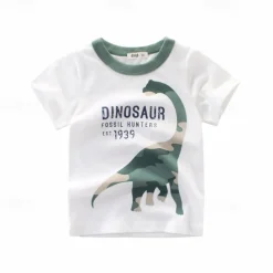 Multi Packs 4pcs Boys Crew Neck Short Sleeves White+Gray+Blue+Yellow T Shirt Tee Top Print Graphic Vacation Daily Wear 100% Cotton Spring & Summer