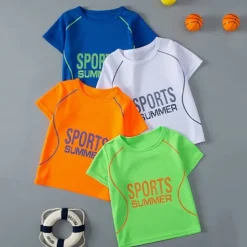 Multi Packs 4pcs Boys Crew Neck Short Sleeves T Shirt Tee Top Print Graphic Vacation Daily Wear Polyester Spring & Summer