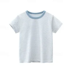 Multi Packs 3pcs Boys Crew Neck Short Sleeves T Shirt Tee Top Stripes Vacation Daily Wear 100% Cotton Spring & Summer