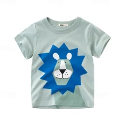 Multi Packs 3pcs Boys Crew Neck Short Sleeves Gray+Yellow+Green T Shirt Tee Top Print Graphic Vacation Daily Wear 100% Cotton Spring & Summer