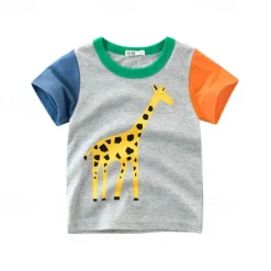 Multi Packs 3pcs Boys Crew Neck Short Sleeves Gray+Yellow+Green T Shirt Tee Top Print Graphic Vacation Daily Wear 100% Cotton Spring & Summer