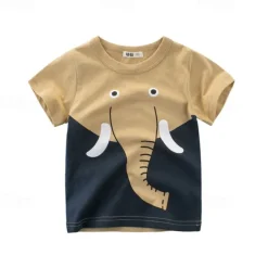 Multi Packs 3pcs Boys Crew Neck Short Sleeves Gray+Yellow+Green T Shirt Tee Top Print Graphic Vacation Daily Wear 100% Cotton Spring & Summer