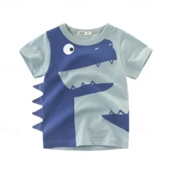 Multi Packs 2pcs Boys Crew Neck Short Sleeves Yellow+Blue T Shirt Tee Top Print Graphic Vacation Daily Wear 100% Cotton Spring & Summer