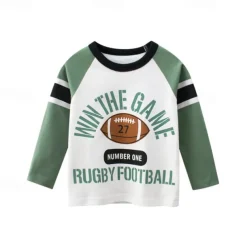 Multi Packs 2pcs Boys Crew Neck Long Sleeve Green+Yellow T Shirt Tee Top Print Graphic Vacation Daily Wear 100% Cotton Spring & Fall