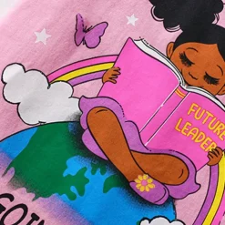 Multi Packs 3pcs Girls' Crew Neck Short Sleeves Rose Red+Blue+Pink T Shirt Tee Top Print Graphic Vacation Daily Wear 100% Cotton Spring & Summer