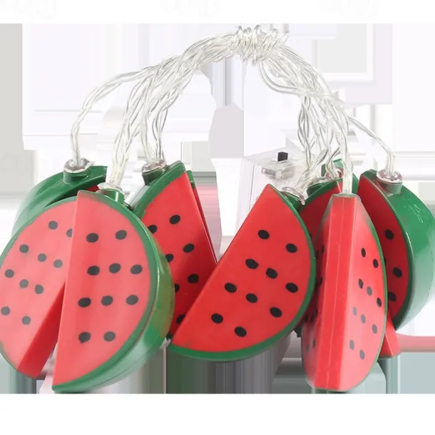 Multicolor String Lights, Summer Beach Flip Flop Themed Slipper String Lights, Battery Operated Summer Fruit String Lights - Watermelon & Pineapple Design Indoor Decoration Lights Perfect for Parties Patio and Garden Decor LED Festive String Lights