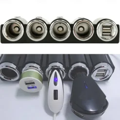 Multi-function 4 Way 12V-24V Car Cigarette Lighter Splitter Multi Socket Dual USB Plug Charger
