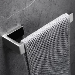 Multifunction Bathroom Accessory Set Include Towel Bar Toilet Brush Holder Robe Hook and Toilet Paper Holder Wall Mounted Stainless Steel Silvery 4pcs