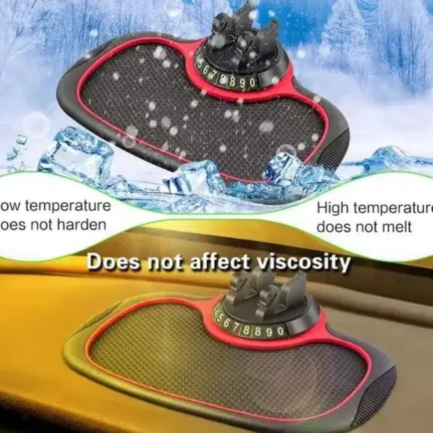 Multifunction Car Anti-Slip Mat Auto Phone Holder - 3-in-1 Dashboard Organizer with Rotating Phone Bracket - Non-Slip PVC Material