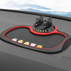 Multifunction Car Anti-Slip Mat Auto Phone Holder - 3-in-1 Dashboard Organizer with Rotating Phone Bracket - Non-Slip PVC Material