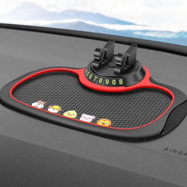 Multifunction Car Anti-Slip Mat Auto Phone Holder - 3-in-1 Dashboard Organizer with Rotating Phone Bracket - Non-Slip PVC Material