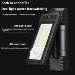 Multifunction Flashlight Headlamp USB Rechargeable Tail Light with Magnetic Adsorption Function Multi-mode Lighting Repair Light for Camping, Traveling and Indoor Outdoor Use