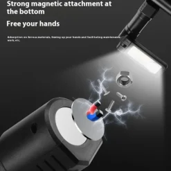 Multifunction Flashlight Headlamp USB Rechargeable Tail Light with Magnetic Adsorption Function Multi-mode Lighting Repair Light for Camping, Traveling and Indoor Outdoor Use