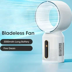 Multifunction USB Fan – Rechargeable Desktop Fan with LED Light, Camping, Ceiling and Portable Modes
