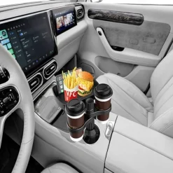Multifunctional Car Cup Holder Attachable with 360 Degree Tray Swivel Adjustable Car Food Eating Tray Table for Cup Holders