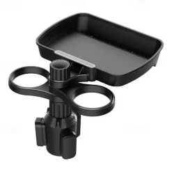 Multifunctional Car Cup Holder Attachable with 360 Degree Tray Swivel Adjustable Car Food Eating Tray Table for Cup Holders
