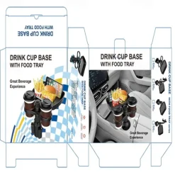 Multifunctional Car Cup Holder Attachable with 360 Degree Tray Swivel Adjustable Car Food Eating Tray Table for Cup Holders